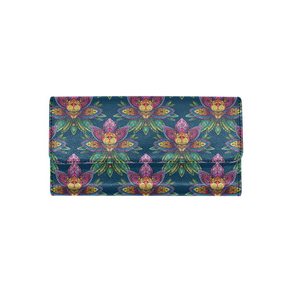 lotus Boho Pattern Print Design LO04 Women's Trifold Wallet