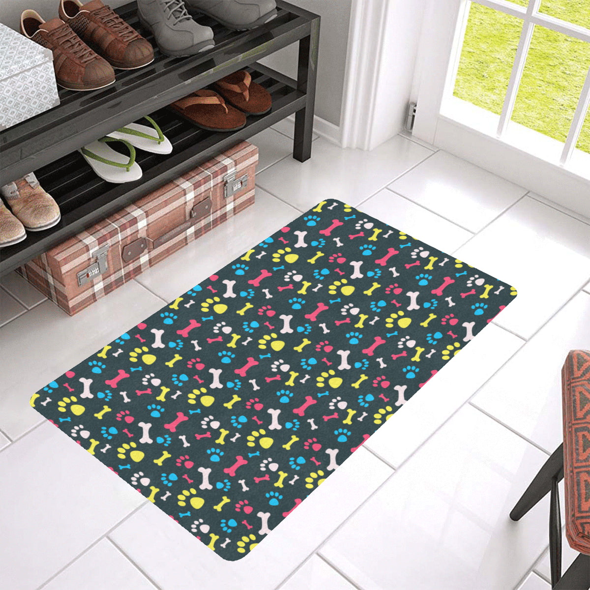 Paw Design Print Rubber Doormat