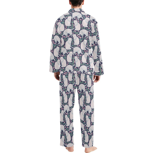 Cat Pattern Print Design 06 Men's Long Pajama Set