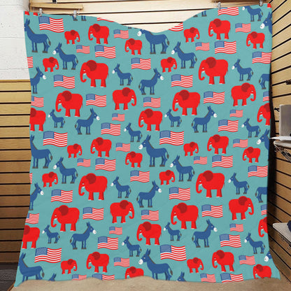 Donkey Red Elephant Pattern Print Design 03 Premium Quilt