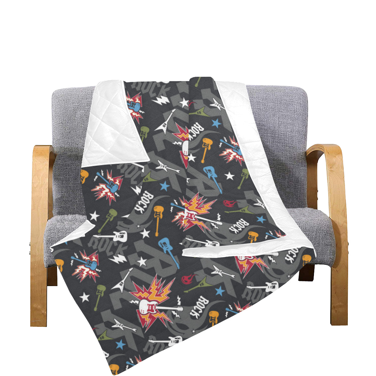 Rock and Roll Pattern Print Design A01 Premium Quilt