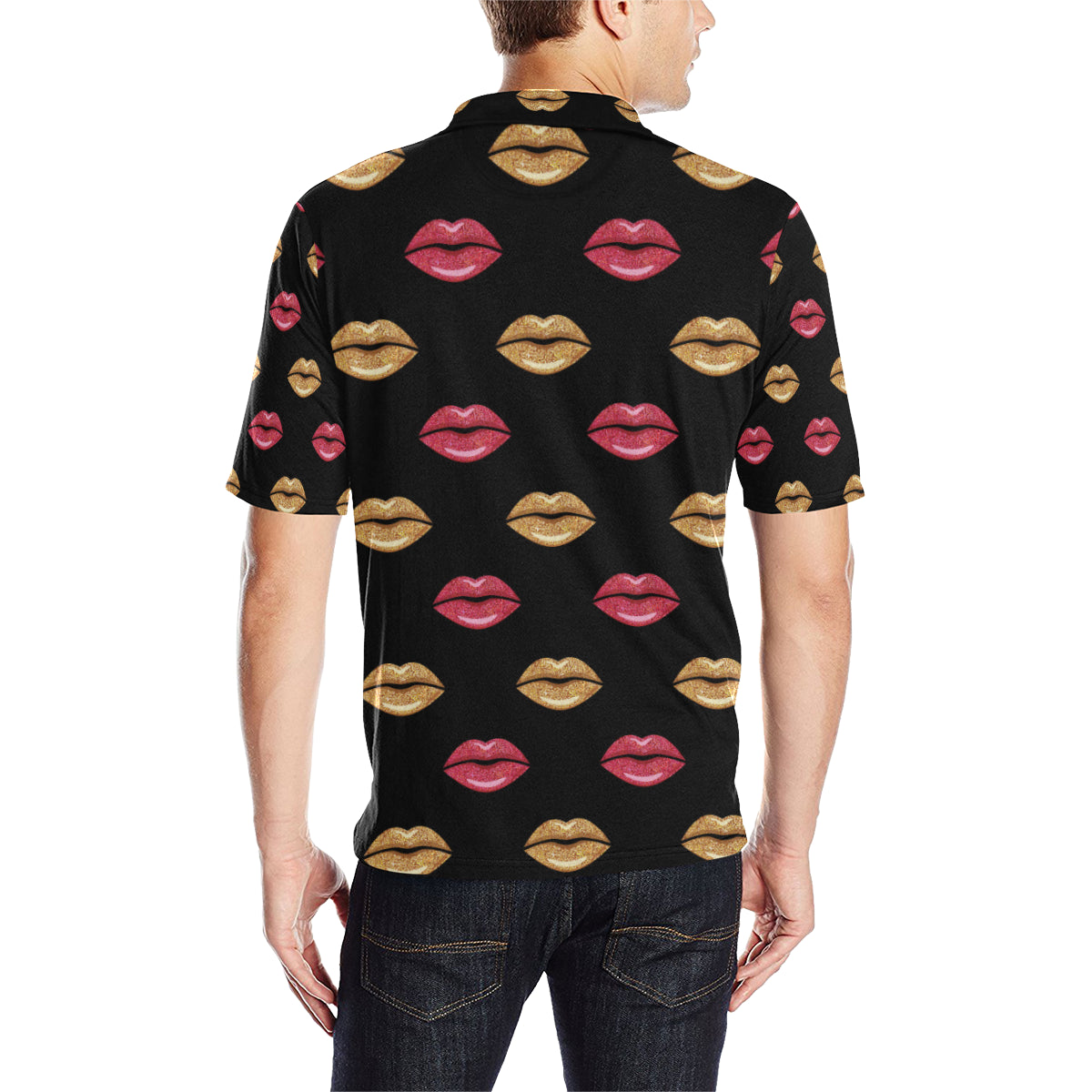 Lip Pattern Print Design 03 Men Polo Shirt