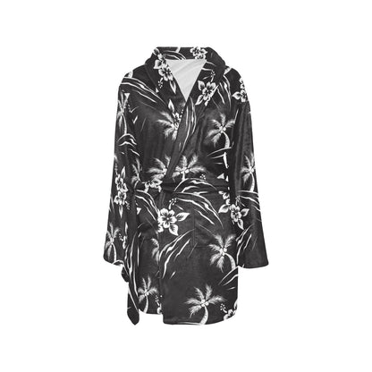 Palm Tree Pattern Print Design PT02 Women's Fleece Robe