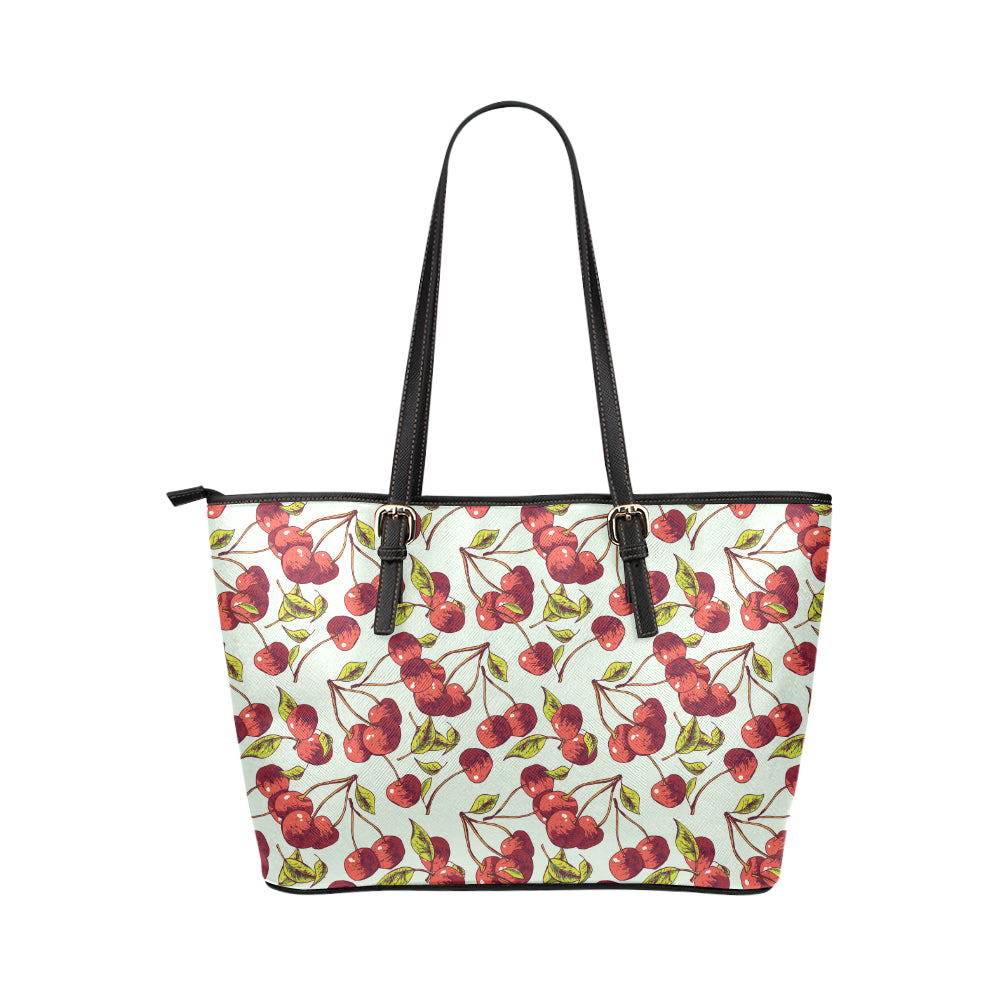 Cherry Hand Draw Leather Tote Bag