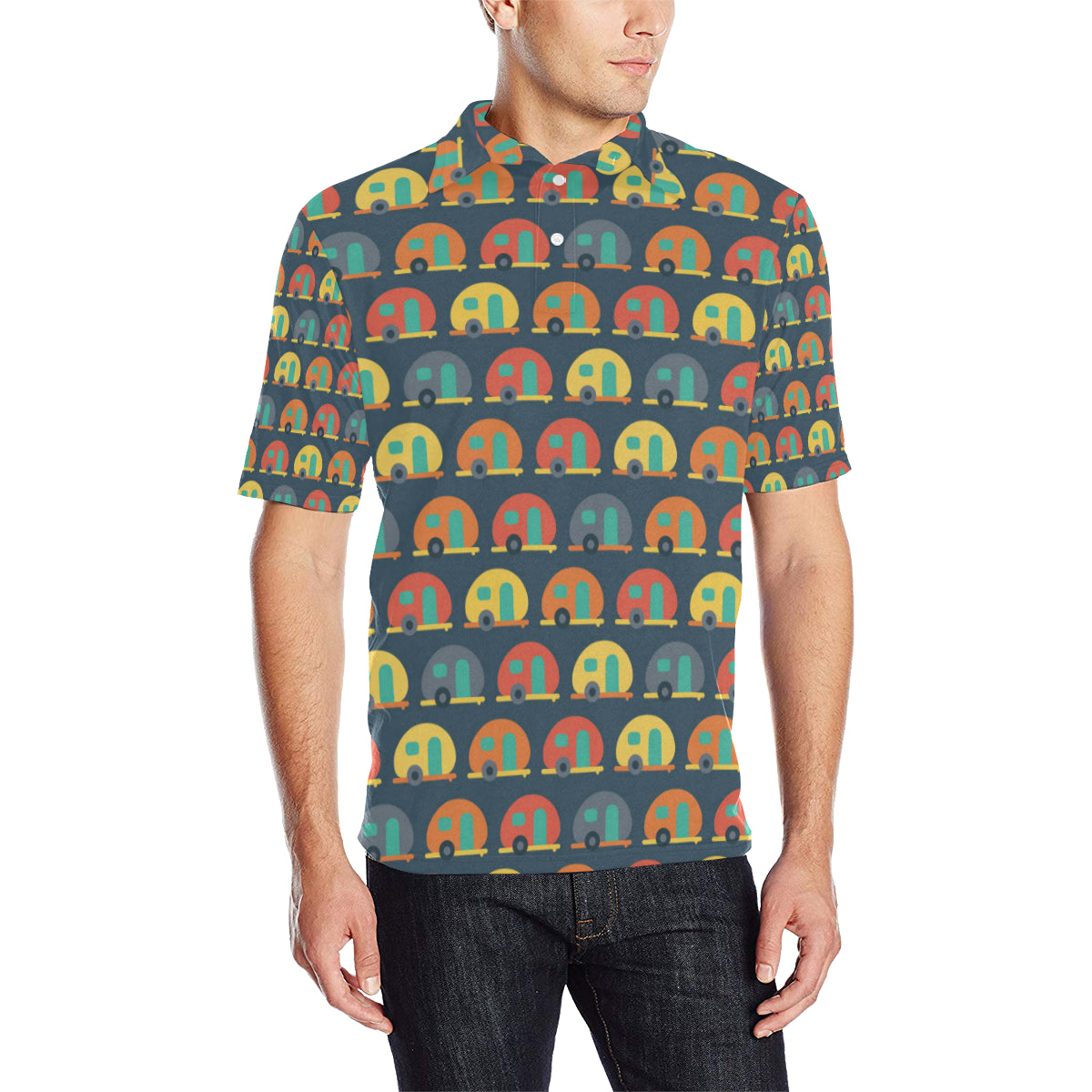 Camper Pattern Print Design 02 Men Polo Shirt