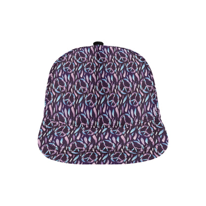 Peace Sign Feather Design Print Snapback Cap