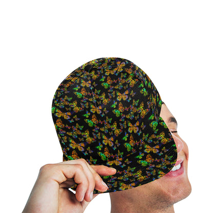Butterfly Neon Color Print Pattern Snapback Cap