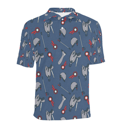 Equestrian Equipment Background Men Polo Shirt