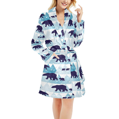 Bear Pattern Print Design BE01 Women's Fleece Robe