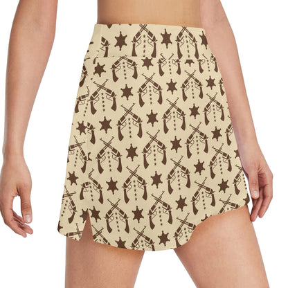 Western Cowboy Print Design LKS302 17" Golf & Pickleball Skort with Pockets