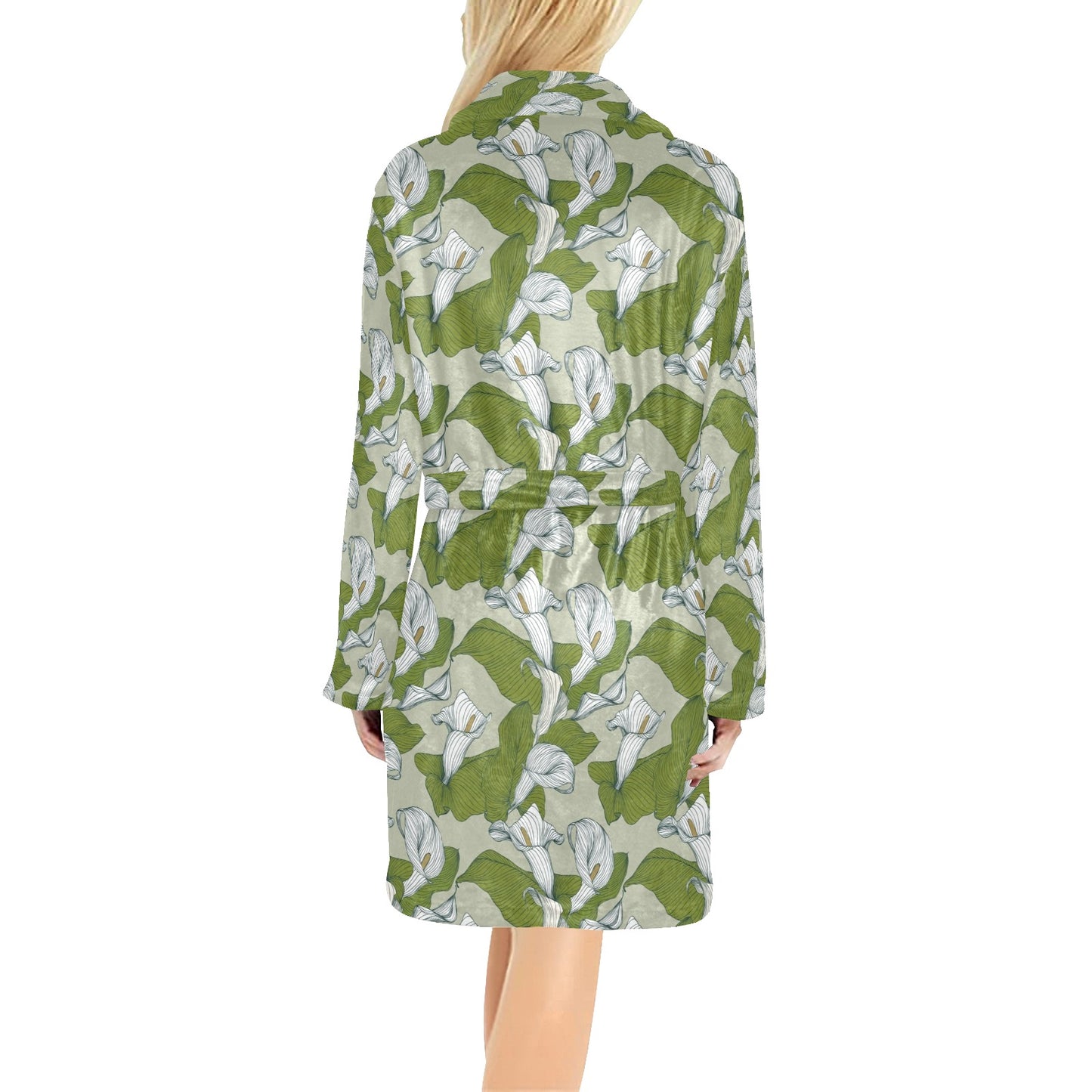 Lily Pattern Print Design LY08 Women's Fleece Robe