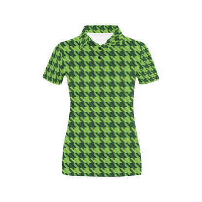 St Patricks Day Houndstooth Pattern Print LKS301 Women's Polo Shirt