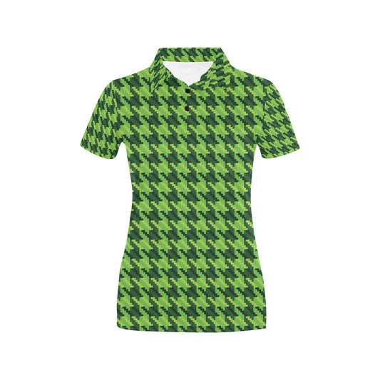 St Patricks Day Houndstooth Pattern Print LKS301 Women's Polo Shirt