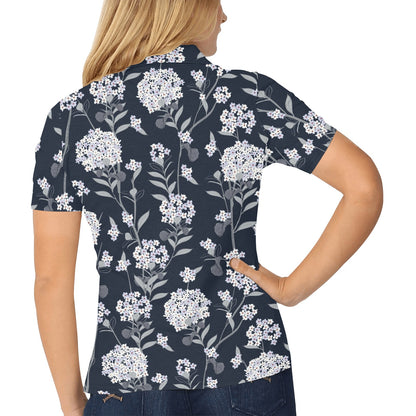 Hydrangea Pattern Print Design HD06 Women's Polo Shirt