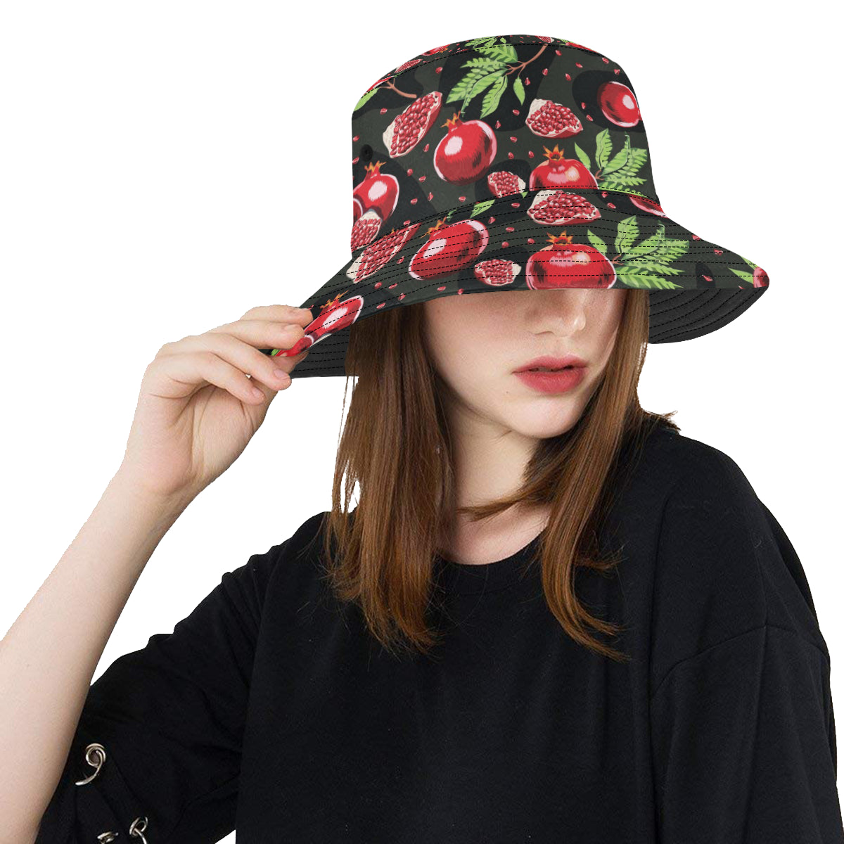 Pomegranate Pattern Print Design PG06 Unisex Bucket Hat