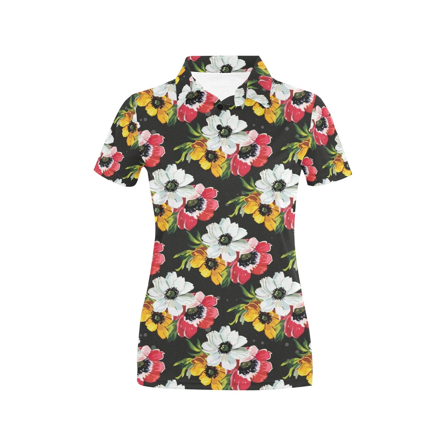 Anemone Pattern Print Design AM07 Women's Polo Shirt