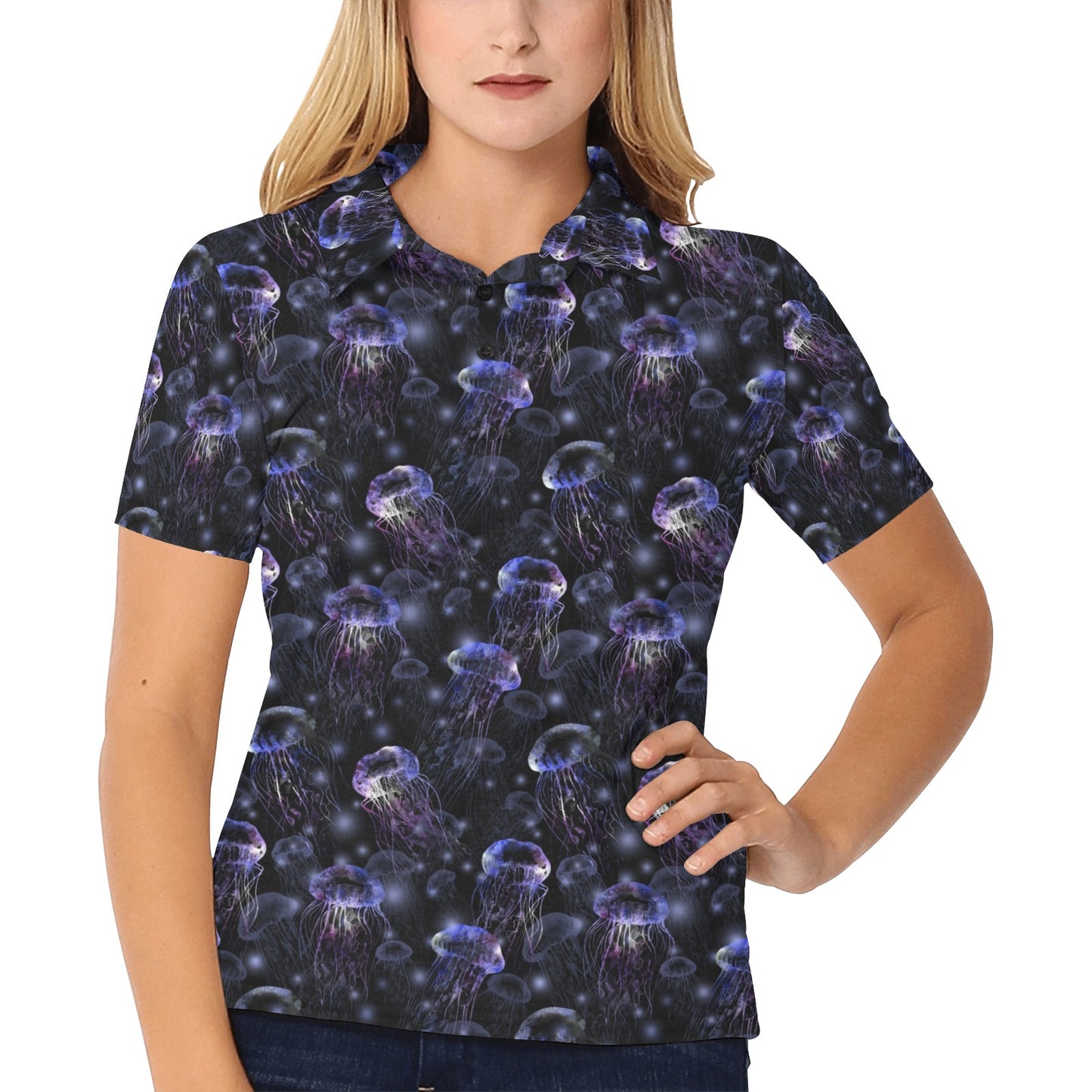 Jellyfish Themed Women's Polo Shirt