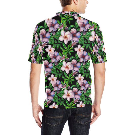 Plumeria Pattern Print Design PM01 Men Polo Shirt