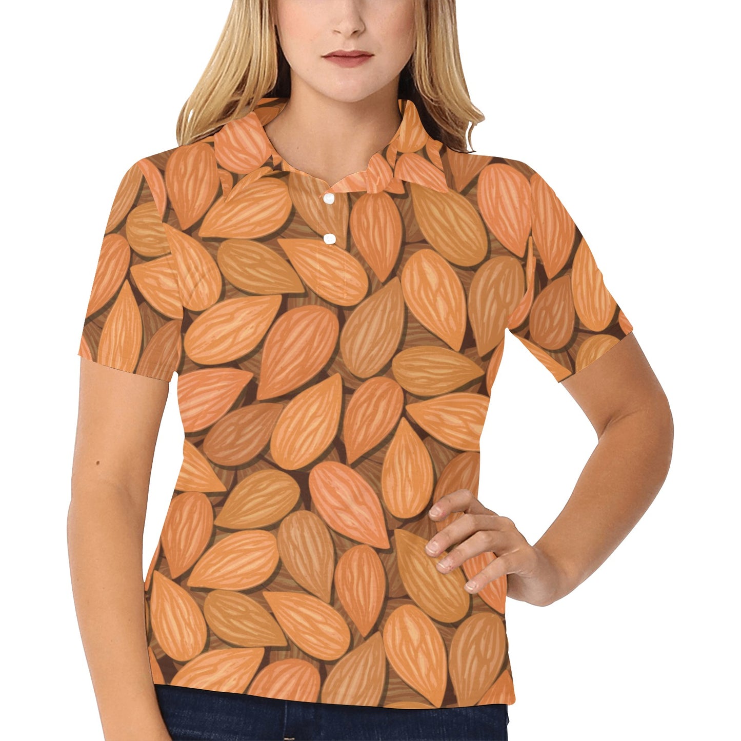 Almond Pattern Print Design 01 Women's Polo Shirt