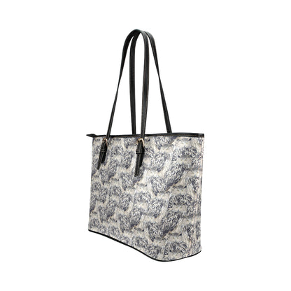 Owl Realistic Themed Design Print Leather Tote Bag