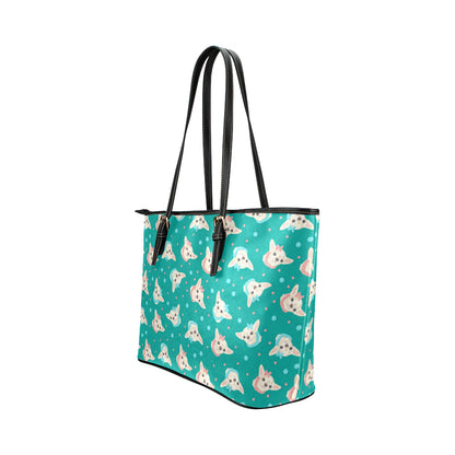 Chihuahua Polka Dot Pattern Leather Tote Bag