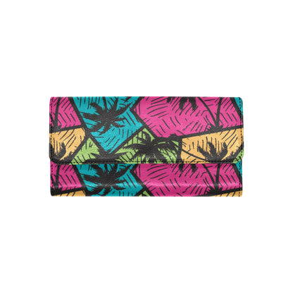 Palm Tree Pattern Print Design PT09 Women's Trifold Wallet