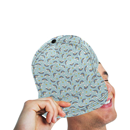 Rainbow Cloud Print Pattern Snapback Cap