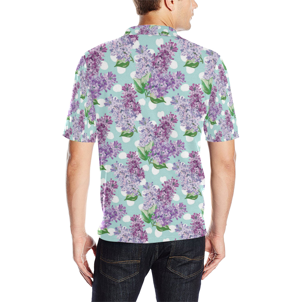 Lilac Pattern Print Design 02 Men Polo Shirt