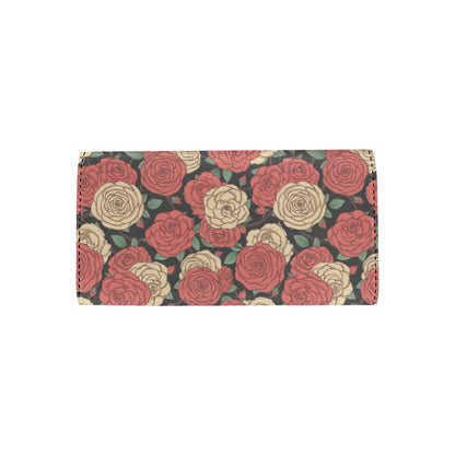 Camellia Pattern Print Design CM01 Women's Trifold Wallet