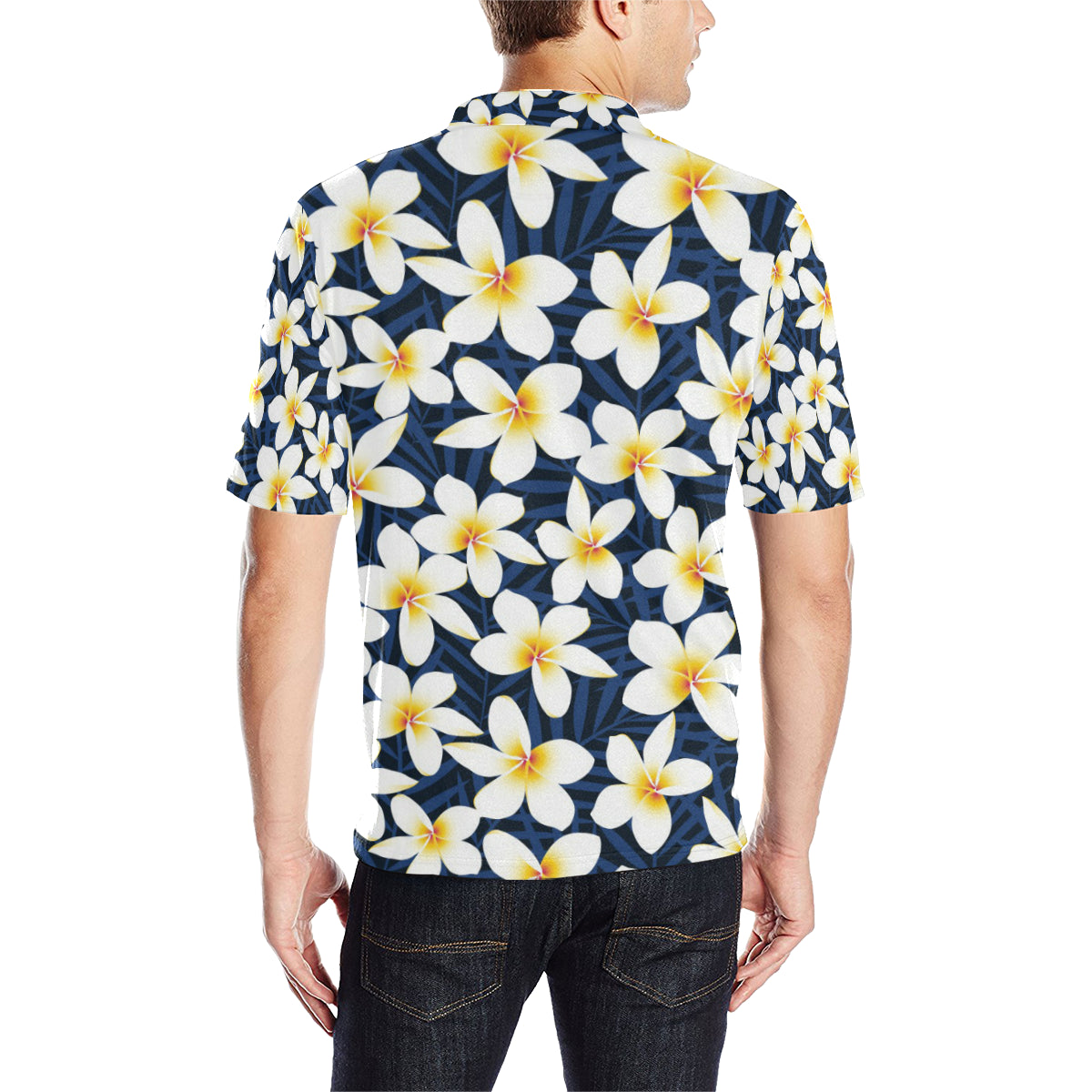 Plumeria Pattern Print Design PM026 Men Polo Shirt