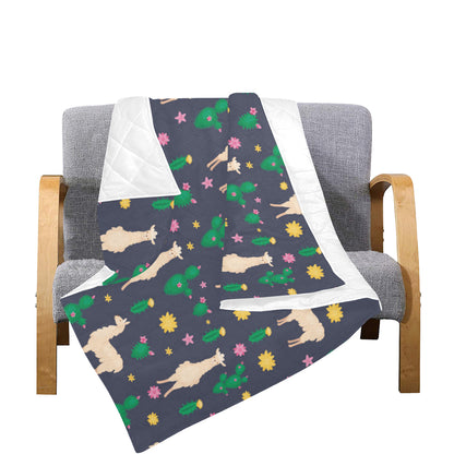 Llama Cactus Pattern Print Design 012 Premium Quilt