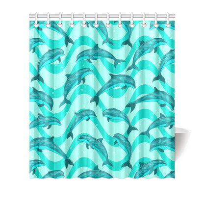 Dolphin Wave Print Shower Curtain