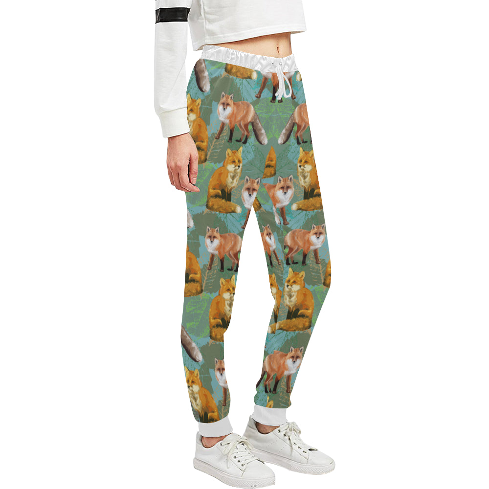 Fox Autumn leaves Themed Unisex Sweatpants