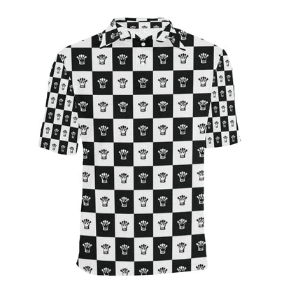 Checkered Flag Crown Pattern Men Polo Shirt