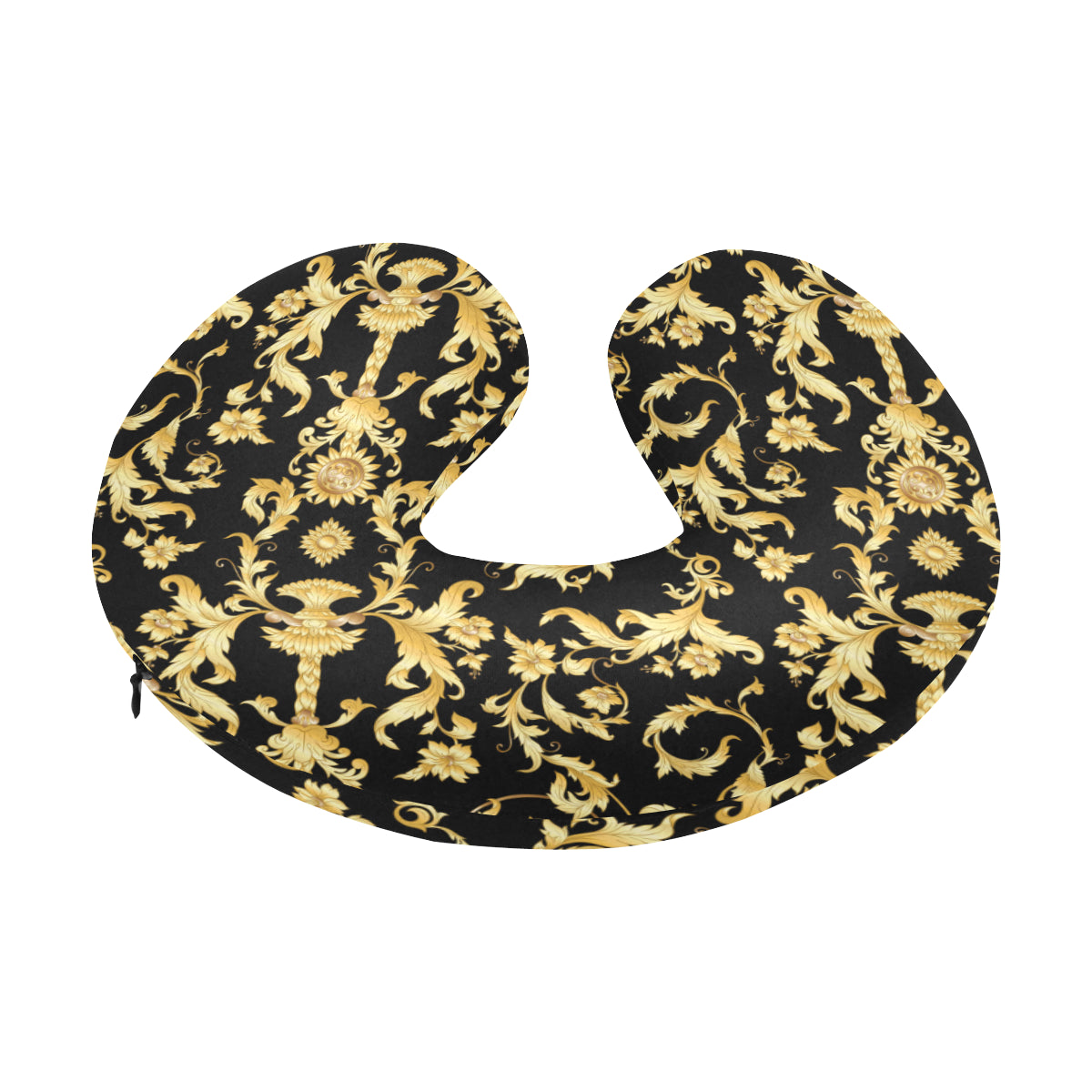 Baroque Golden Pattern Print Design 04 U-Shaped Travel Neck Pillow