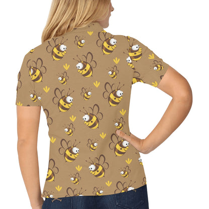 Bee Pattern Print Design BEE09 Women's Polo Shirt