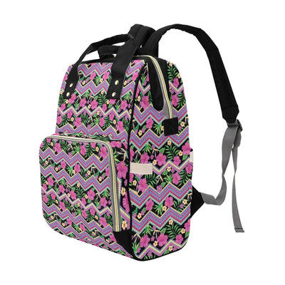 Hibiscus Pink Zigzag Line Pattern Design LKS307 Diaper Bag Backpack