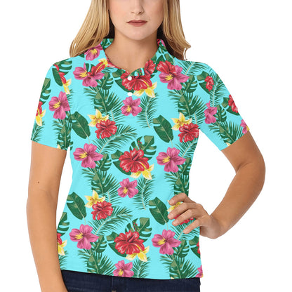 Hibiscus Hawaiian Flower Women's Polo Shirt