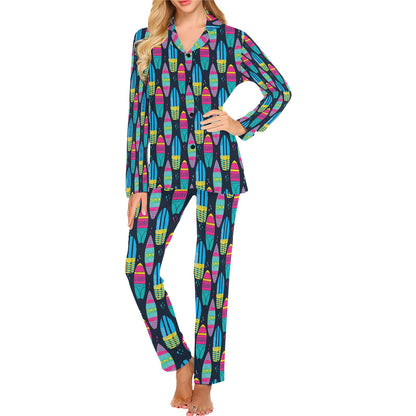 Surfboard Colorful Print Design LKS302 Women's Long Pajama Set