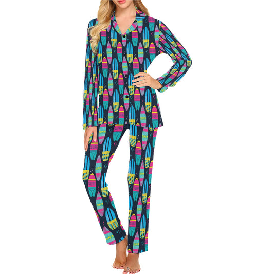 Surfboard Colorful Print Design LKS302 Women's Long Pajama Set
