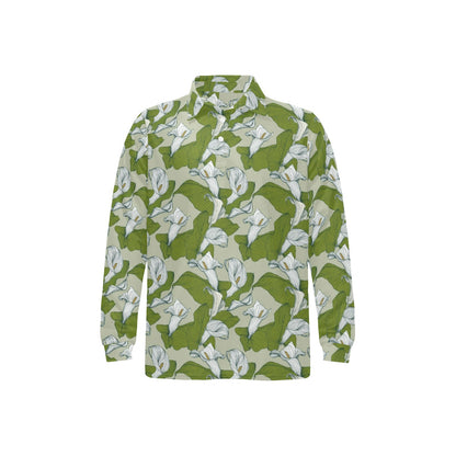 Lily Pattern Print Design LY08 Long Sleeve Polo Shirt For Men's