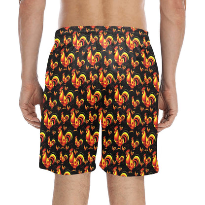 Rooster Print Themed Men's Swim Trunks Beach Shorts