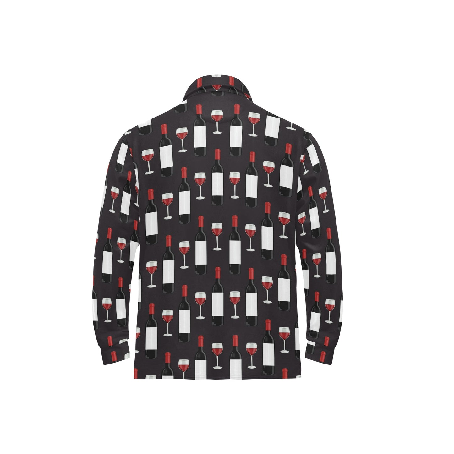 Wine Print Design LKS309 Long Sleeve Polo Shirt For Men's