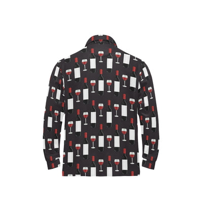 Wine Print Design LKS309 Long Sleeve Polo Shirt For Men's