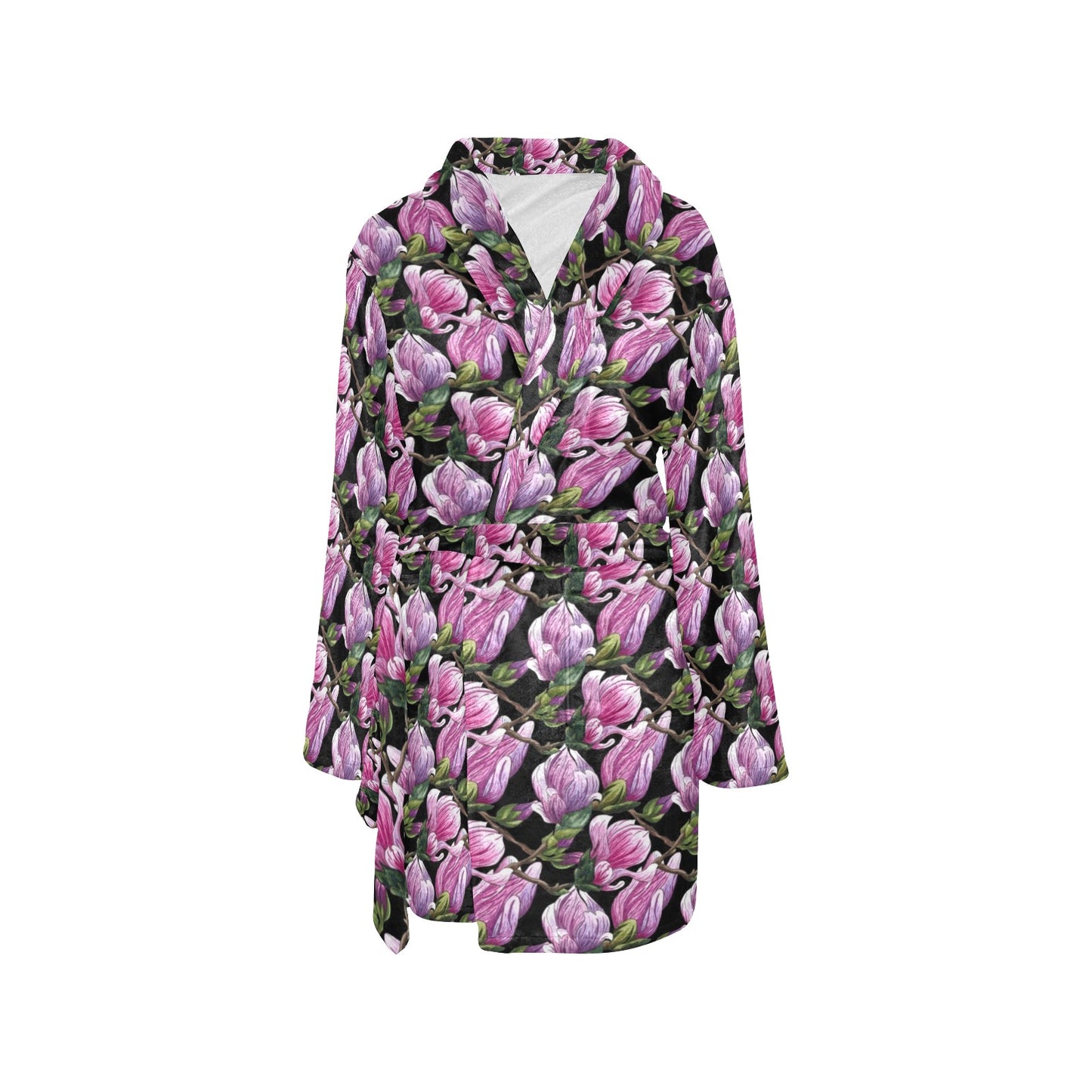Magnolia Pattern Print Design MAG011 Women's Fleece Robe