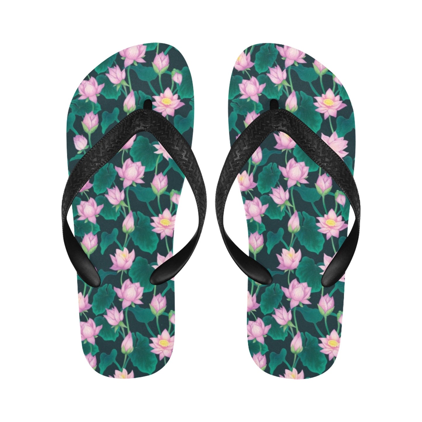 Water Lily Print Design LKS302 Flip Flops