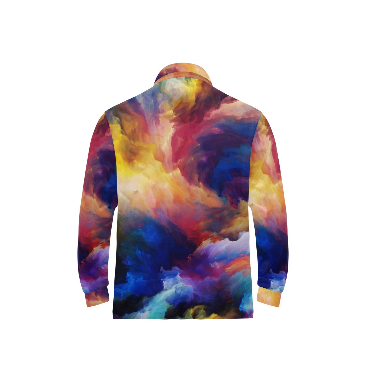 Vortex Twist Swirl Water Color Design Long Sleeve Polo Shirt For Men's