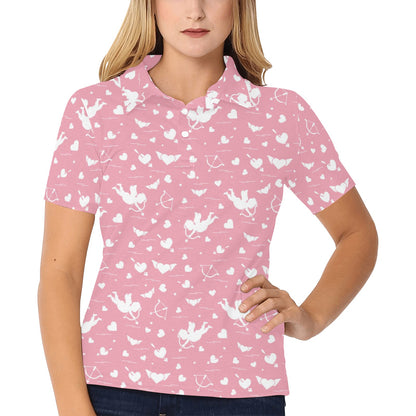 Cupid Pattern Print Design 03 Women's Polo Shirt