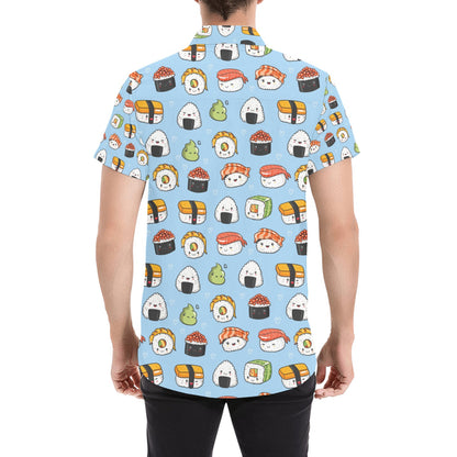 Sushi Print Design LKS303 Men Short Sleeve Button Up Shirt