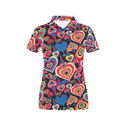 Heart Pattern Print Design HE08 Women's Polo Shirt